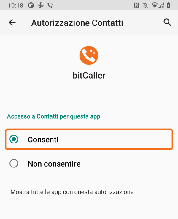 Consenti l’accesso ai contatti