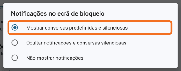 Mostrar notificações no ecrã de bloqueio