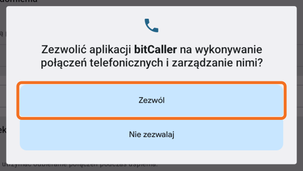 Android phone call permission prompt with Allow highlighted